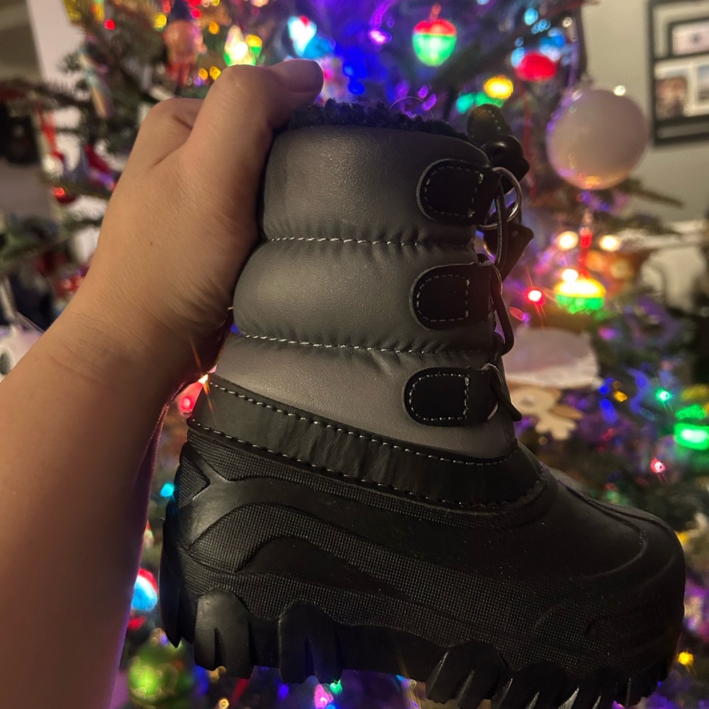 Kids Black and Gray Winter Boots